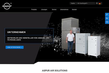 Relaunch der Website von aspur air solutions erfolgreich abgeschlossen.