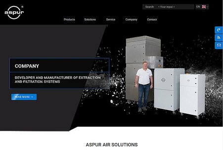 2. Sprachversion der Website (englisch) von aspur air solutions erfolgreich fertig gestellt.