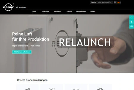Relaunch der Firmenhomepage aspur air solutions, Waldstetten