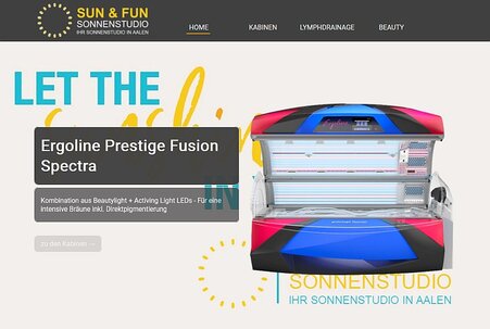 Website für das Sun &amp; Fun Sonnenstudio in Aalen fertiggestellt