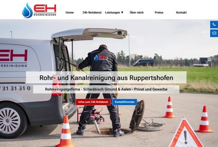 Website für Firma EH Rohrreinigung fertiggestellt - Inh. Eugen Heinze