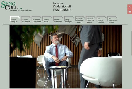Firmen-Website für das M&amp;A-Unternehmen SengColl. GmbH &amp; Co. KG in Stuttgart 