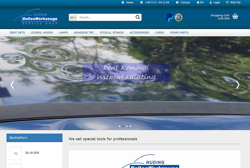 Website & Webshop für Nuding Dellenwerkzeuge GmbH wurde erfolgrech fertiggestellt.